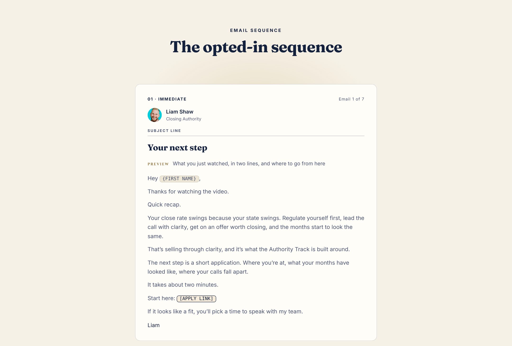 Opted-in sequence preview
