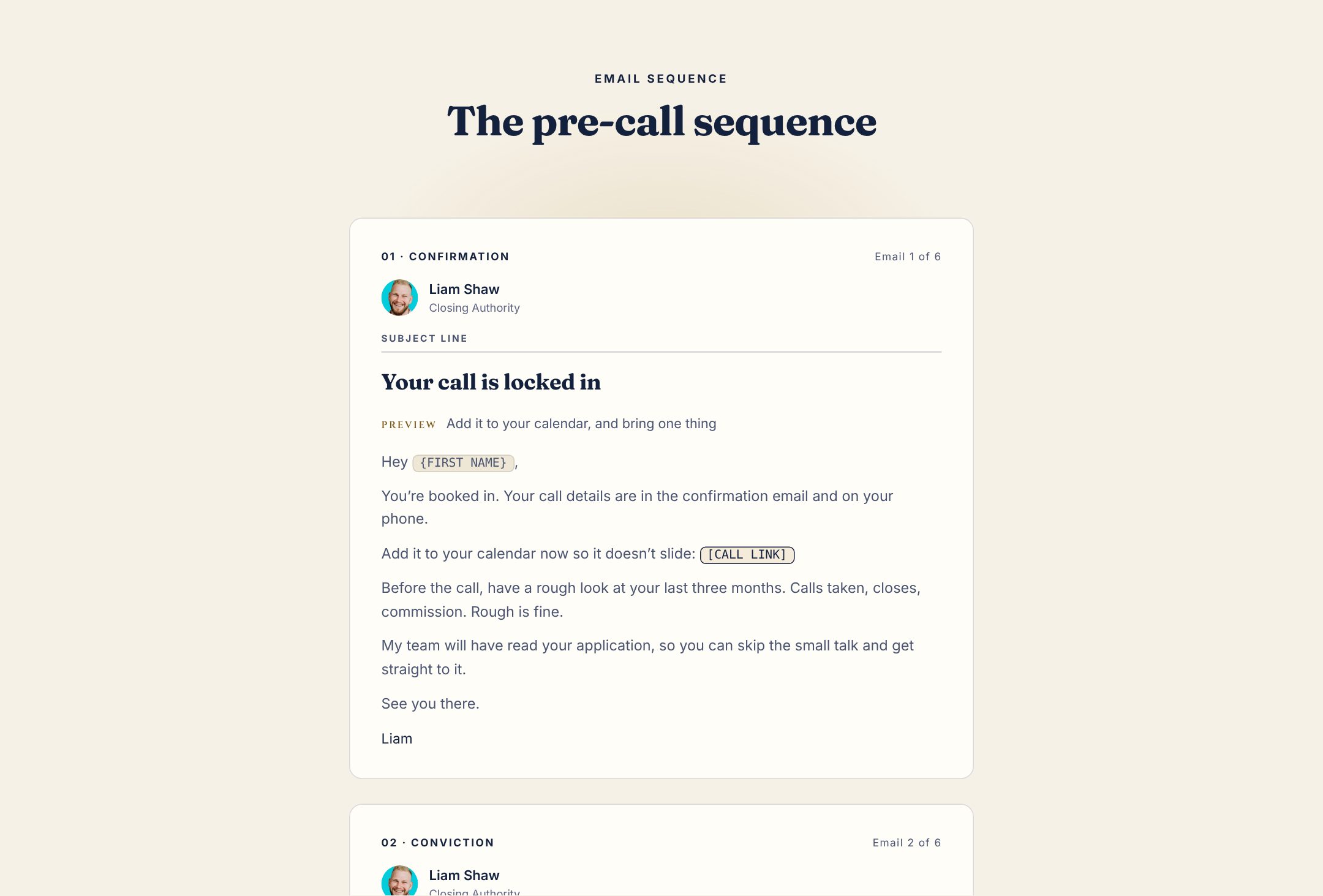 Pre-call sequence preview